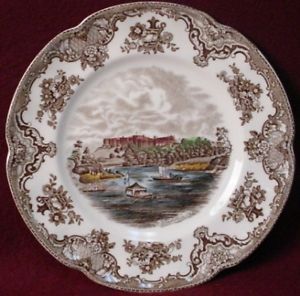 Johnson Brothers China Old Britain Castles Brown Multicolor Luncheon Plate 9"