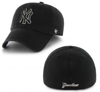 New York Yankees Black on Black Franchise Fitted Slouch Hat '47 Brand Cap