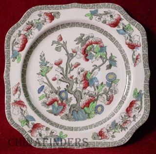 Johnson Brothers China Indian Tree Green Key Square Salad Plate 7 3 4" Crazing