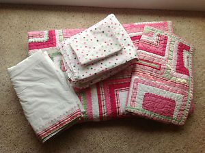 Pottery Barn Kids Pink "Katie" Patchwork Quilted Bedding Set