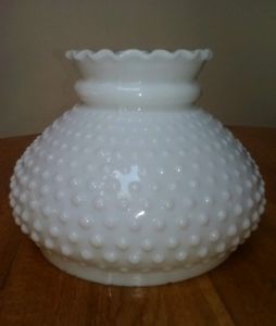 Vintage White Hobnail Milk Glass Lamp Shade 7 inches High 22 inches Base Width