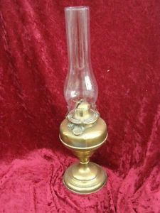 Antique Large Oil Lamp Brass Base Glass Shade Victorian Art Nouveau Lighting