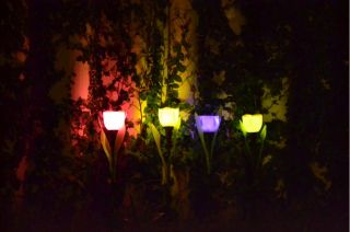 4 x Solar Power LED Tulip Garden Lights Outdoor Yard Path Way Landscape Flower
