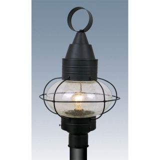 New 1 Light Nautical Outdoor Post Lamp Lighting Fixture Black Clear Glass