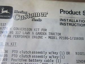 John Deere BM16724 317 Lawn and Garden Tractor Engine Conversion Kit Onan P218G