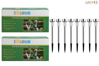 New Solarek Model 43 Stainless Steel Outdoor Solar Lawn and Garden Lights 12pcs