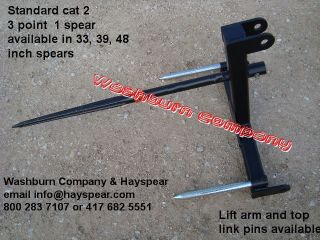 3 Point PT Hay Big Bale Mover Spear Spike Fork Prong