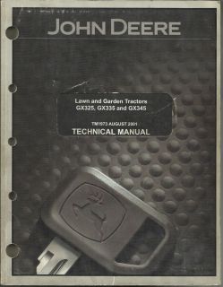 John Deere GX325 335 345 Lawn and Garden Tractors Technical Manual