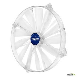 New Case Fan 200mm x 20mm 23 DBA Silent White Ultra Quiet Blue LED Fan