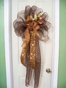 Chocolate Brown Copper Deco Mesh Bow Door Wreath Mailbox Christmas Tree Topper