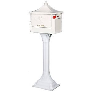 Gibraltar PED0000W White Cast Aluminum Pedestal Mailbox with Post
