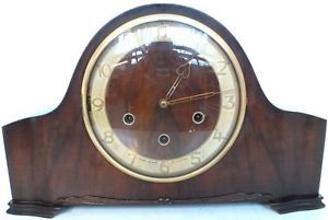 Antique Smiths English Westminster Chime Mantel Clock Mahogany Dome Top Clock