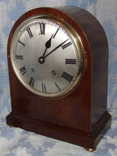 English Empire Antique Inlaid Mahogany Bracket Mantel Clock 65