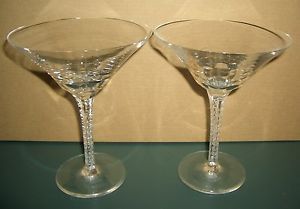 Set of 2 Lalique Treves Champagne Sherbet Martini Glasses Goblets 5 5" France