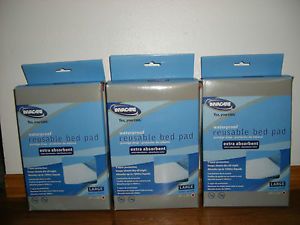 3 Waterproof Invacare Reusable Bed Pads 34x36" with Flaps Free Priority SHIP