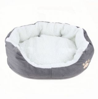 Gray Pets Bed Dog Puppy Cat Soft Warm Bed House Plush Cozy Nest Mat Pad Size M