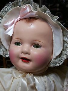 Vintage Big 26" Chubby Cheeks Composition Baby Mama Doll 26" 1930'S