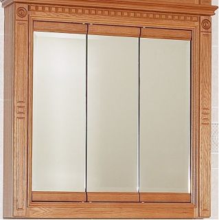 JSI Newport Oak 30"w Bathroom Vanity Medicine Cabinet Tri View Mirror TRV3030
