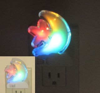 4 Pack Lot LED Night Light Plug in Wall Multicolor Star Moon Shaped Lamp