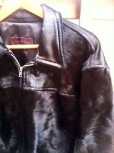 Black Cowhide Leather Mens Coat 2X