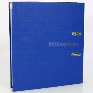 A4 Document Holder Paper File Folder with Metal Clip Fastener Office Supply Blue
