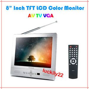New 3in1 8" inch TFT LCD Color Screen TV AV VGA Monitor IR Remote Control 01
