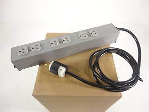 Power Strip 6 Outlet 15 A Amp Resettable Breaker 3 Prong Twist Lock Male Plug
