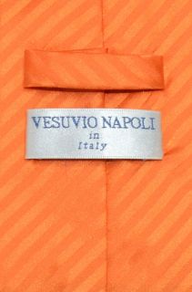 Vesuvio Napoli Necktie Orange Striped Vertical Stripes Design Men's Neck Tie