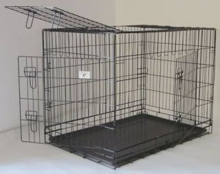 XX Large 55" Folding Dog Crate Metal Cage Kennel 3 Doors Black