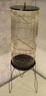 Mid Century Modern Prevue Hendryx Brass Bird Cage Stand 50" x 12" Diameter