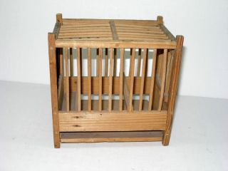 Antique Vintage Wood Coal Miner Mining Canary Bird Cage