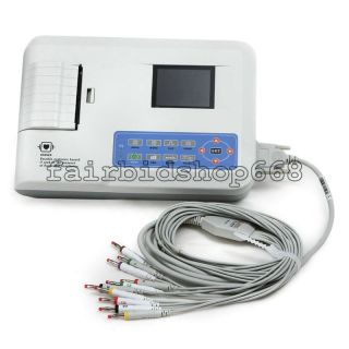 Color LCD Portable Digital 3 Channel Electrocardiograph ECG Machine EKG Machine