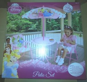 Kids Only Disney Princess Patio Set with Table Umbrella and 2 Chairs