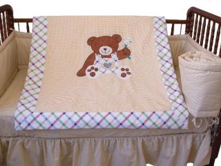7pcs Baby Crib Bedding Set w Silk Comforter Silksac