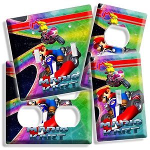 Super Mario Kart Racing Princess Peach GFI Power Outlet Plate Nintendo Wii Combo