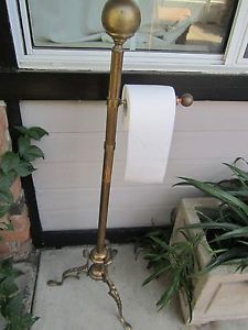 Antique Standing Brass Toilet Paper Holder or Towel Holder Unique