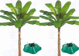 2 Artificial 8' Banana Palm Plant Bush Tropical Floral with Tree Stands Pool