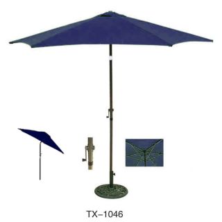 Outdoor Blue 9 ft Aluminum Patio Umbrella Crank Tilt
