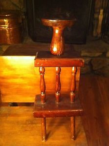 Antique Primitive Wood Candle Plant Stand or Ashtray Stand Neat Item