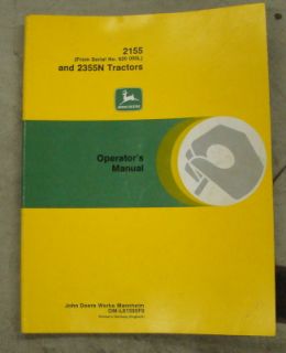 John Deere 2155 2355N Tractor Onwer's Operators Manual