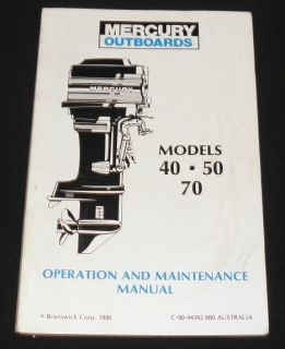 Mercury Outboard 1980 Operation Manual Models 40 50 70