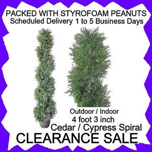 Artificial 51" in Outdoor Cedar Cypress Spiral Topiary Tree Silk Plant Jungle