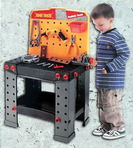 New Kids Heavy Duty Toy Tool Work Bench 49 Parts Tools Power Drill Vice Light