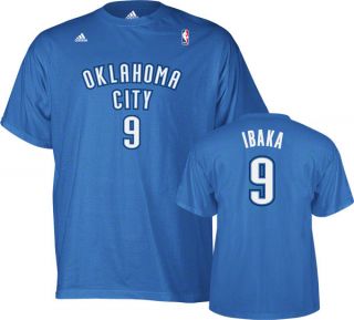 Serge Ibaka Adidas Blue Name and Number Oklahoma City Thunder T Shirt
