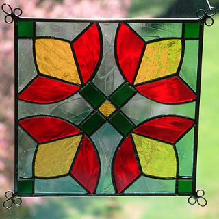 New 6" Stained Glass Art Four Tulips Red Suncatcher 605