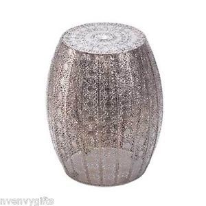 Silver Moroccan Lace Stool Plant Stand Side Table Display Stand NV 15138