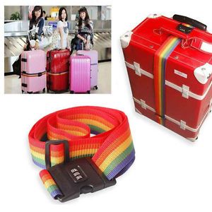 Travel Luggage Baggage Bag Safety Security Dial Lock Belt Suitcase Rainbow Strap