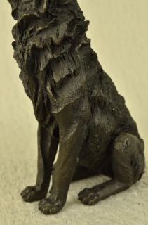 Bronze Wolf Mascot Animal Sculpture Statue Art Deco Signed Barye Figurine