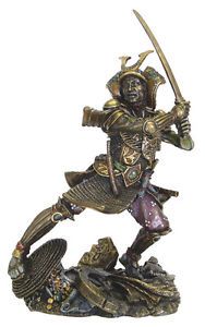 Samurai in Combat Statue Sculpture Figurine