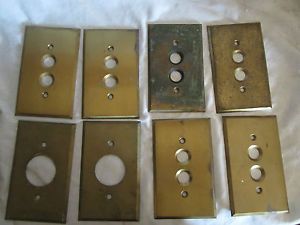 Antique 1920's Brass Push Button Electric Light Switch Plates Outlet Covers